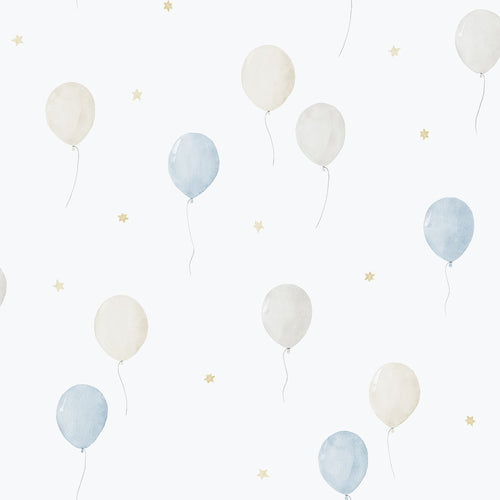 Sanders & Sanders behang luchtballon blauw, beige en wit - 53 cm x 10.05 m - 640635