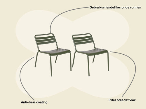 MaximaVida metalen loungestoel Max olijfgroen - doos per 2 stuks