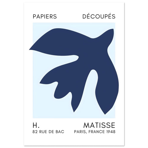 Artfulprints Poster Matisse – Floating forms navy blue I   - 50x70 cm - Blauw