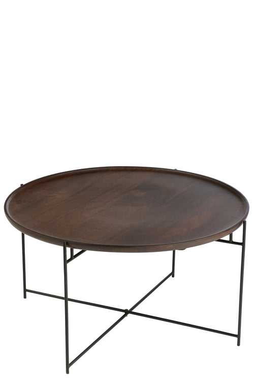 J-Line tafel Rond - ijzer/hout - bruin/zwart - vtwonen shop