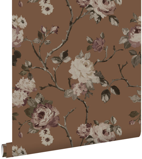 ESTAhome behang vintage bloemen terracotta bruin - 50 x 900 cm - 139408