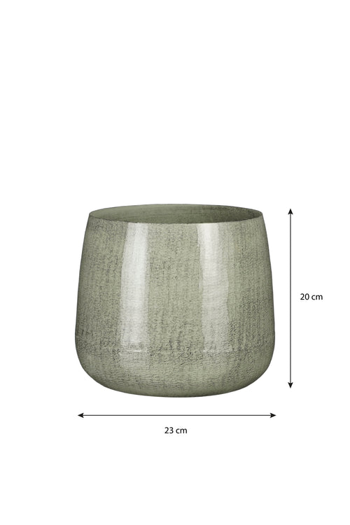 Mica Decorations Benson Bloempot - H20 x Ø23 cm - Metaal - Lichtgrijs