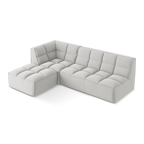 LaMiaSofa Modulaire hoekbank rechts Belluno - velours - zilver - 258x178x75