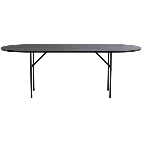 WOOOD eettafel ovaal met h-poot Arthur - Eikenhout - Zwart - 75x220x90 - vtwonen shop