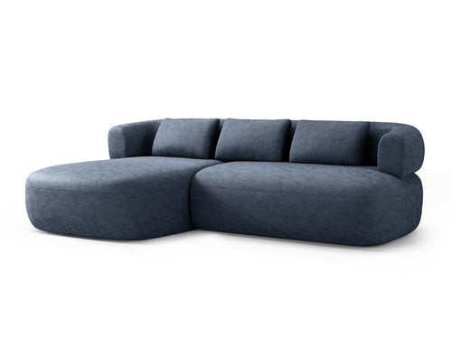 Micadoni linker hoekbank Jenny 5-zits, chenille donkerblauw - 145x225x73cm