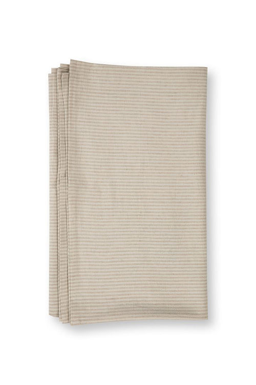 vtwonen Tafelkleed - Gestreept - Beige & Wit - Katoen & Linnen - 150 x 250 cm - vtwonen shop