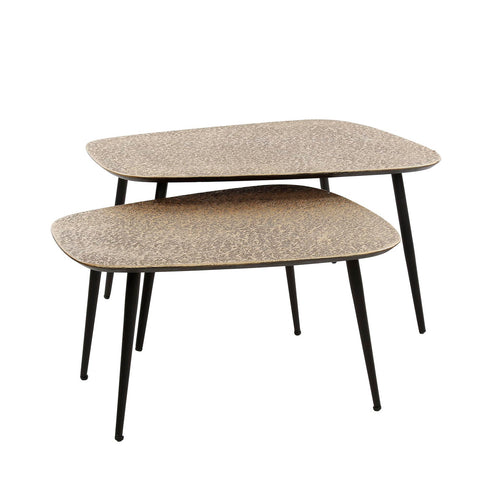 Giga Meubel Salontafel Metallic - Brons Metaal - Set van 2 - 80x70x35cm