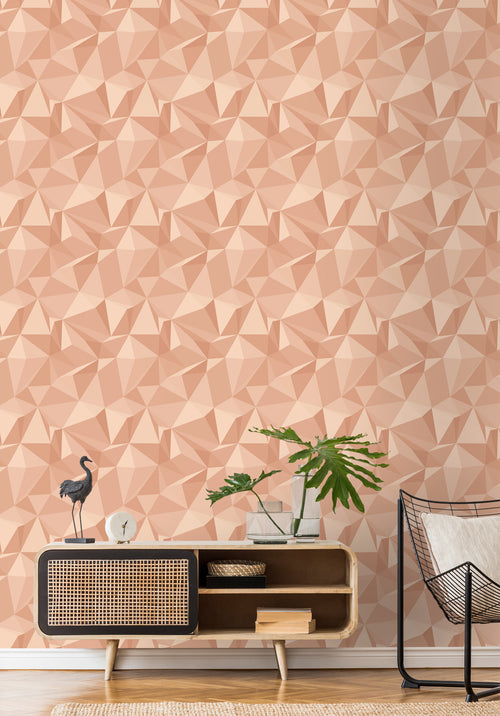 Sanders & Sanders behang grafisch 3D motief terracotta roze - 50 x 900 cm - 935273 - vtwonen shop