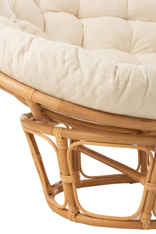 J-Line zetel Roni+ kussen - jute/textiel - naturel/wit