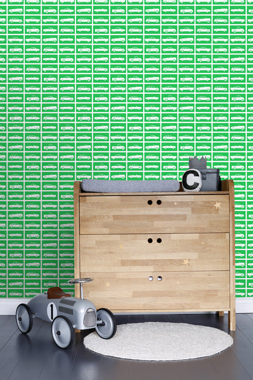 ESTAhome behang auto's groen - 53 cm x 10.05 m - 115828