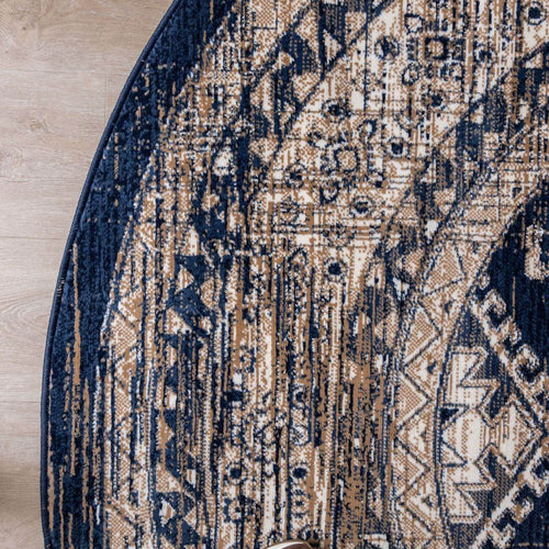 Interieur05 vintage vloerkleed Aila - blauw -  Ø 190 cm
