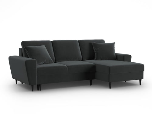 Cosmopolitan Design Converteerbare hoekbank rechts met opbergdoos Kyoto 4-zits, flueel donkergrijs - 145x241x88cm
