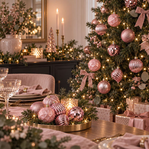 Mica Decorations Bal Onbreekbaar Roze 40 Stuks - Set van 40 Roze Kerstballen van Gerecycled Polystyreen - Onbreekbare Kerstballen Ø6 cm - Diverse