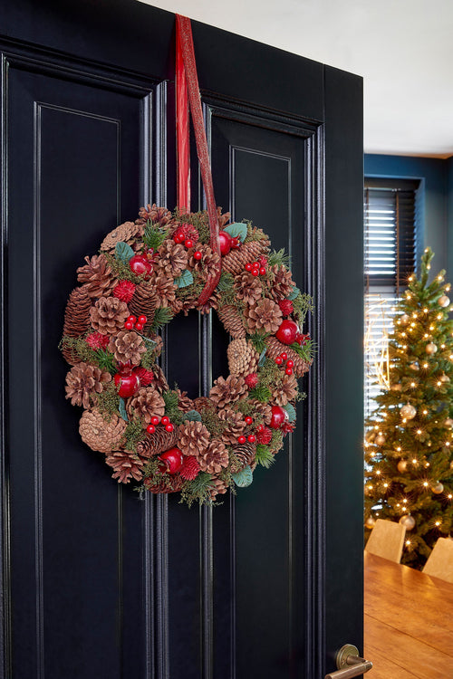 Mica Decorations Landon Kerstkrans met Dennenappels - H9 x Ø45 cm - Bruin