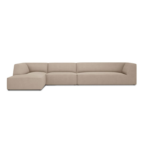 Cosmopolitan Design - Modulaire hoekbank links Siena 5-zits, structurele stof donkerbeige - 180x366x69cm
