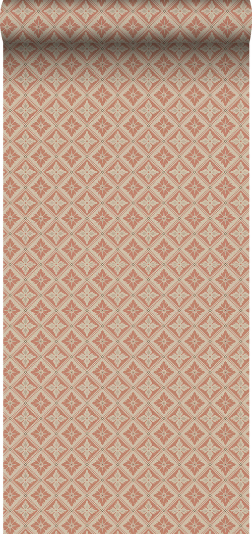 Borastapeter behang tegelmotief terracotta roze - 53 cm x 10.05 m - 660068 - vtwonen shop