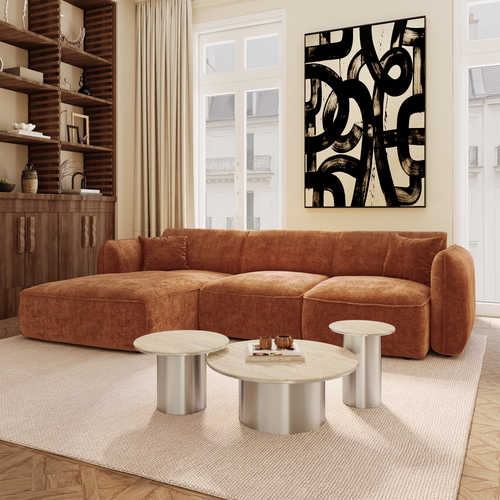 Premium Interiors - Linkerhoekbank LOMI - gewaafd fluweel terracotta 272cm