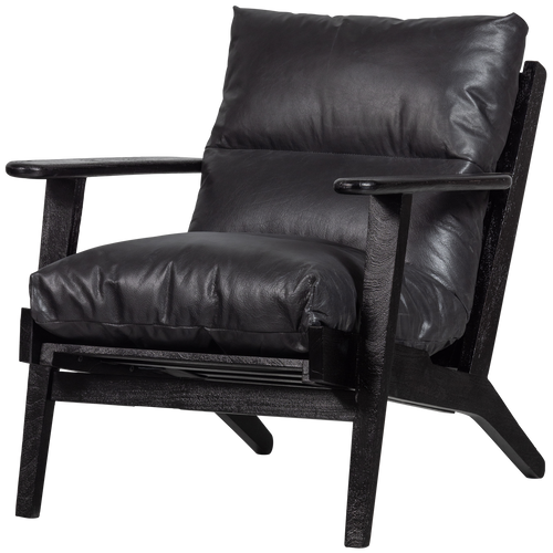 BePureHome fauteuil Houston - Leer- Zwart - 86x71x71 - vtwonen shop