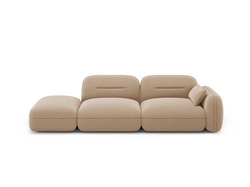 Cosmopolitan Design linker modulaire bank Sydney 3-zits, flueel, zand - 90x295x70cm