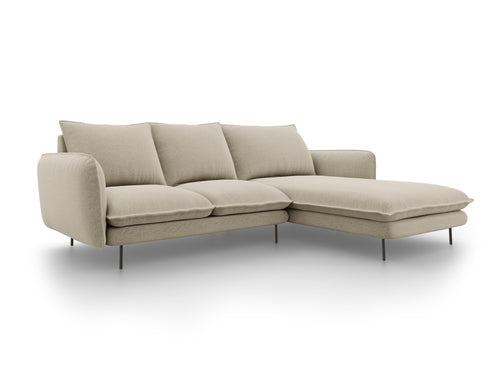 Cosmopolitan Design rechter hoekbank Vienna 5-zits, structurele stof, beige - 170x255x95cm