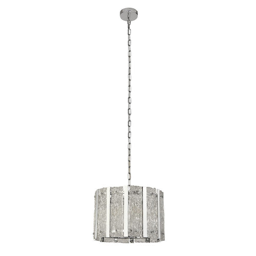 Searchlight ALEXANDRA - Hanglamp van 5 lichts satijnzilver met Aquatex-glas en metalen staven