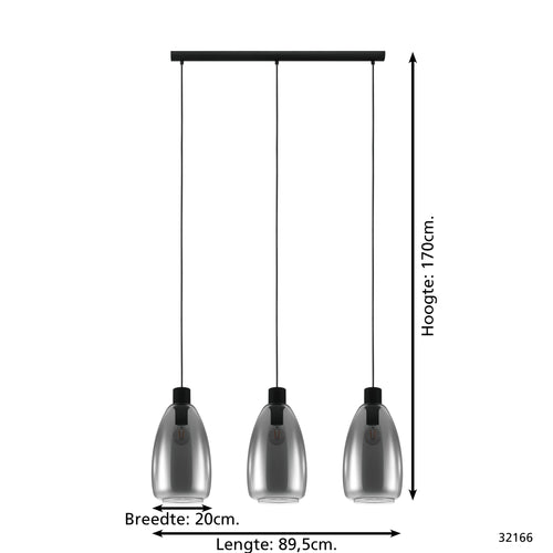 EGLO hanglamp Chelvey - e27 - 89,5 cm - zwart