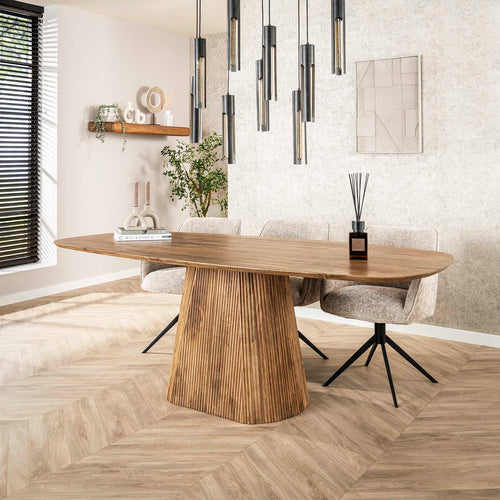 Giga Meubel Eettafel Wave - Naturel Hout - 215x105x77cm