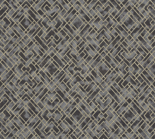 Livingwalls behang grafisch motief zwart en goud - 53 cm x 10.05 m - AS-388281 - vtwonen shop