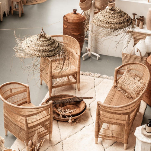 NOA MAY Hanglamp Flat - naturel - zeegras  - Ø 40 x h 9 cm