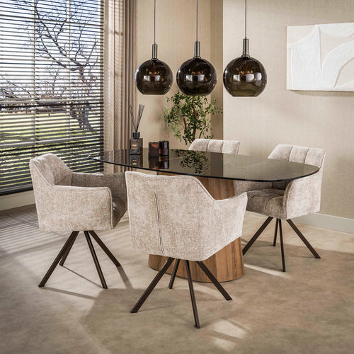 Giga Living Eettafel Tinto - Deens Ovaal Brons Glas - 180cm