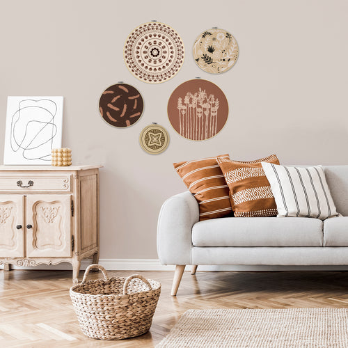 Art for the Home Cirkels met borduursels - Ibiza Vibes - 2x 40cm 2x 30cm 20cm - vtwonen shop