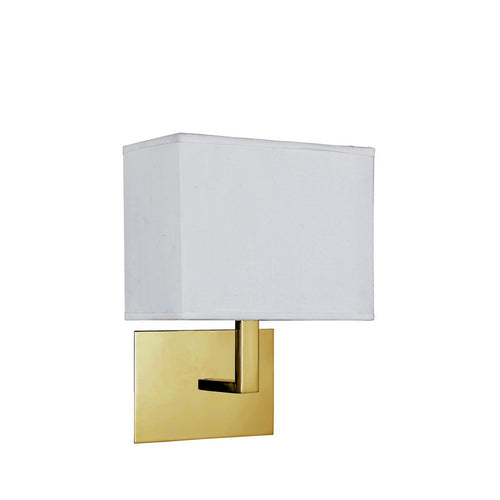 Searchlight Hotel Wandlamp Satijn Messing Metaal & Witte Stoffen Kap