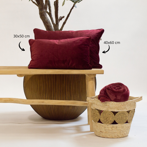 FINN - Kussenhoes 30x50 cm - velvet - lendekussen - Merlot - rood