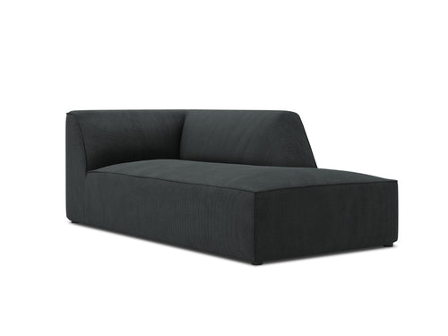 Micadoni rechter chaise longue Ruby ribfluwelen, zwart - 180x93x69cm