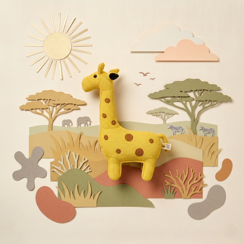 Pintado & Lacado knuffeldier Giraffe - geel - 55 cm
