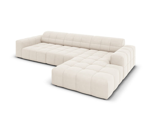 Cosmopolitan Design rechter hoekbank Chicago 4-zits, flueel lichtbeige - 167x294x78cm