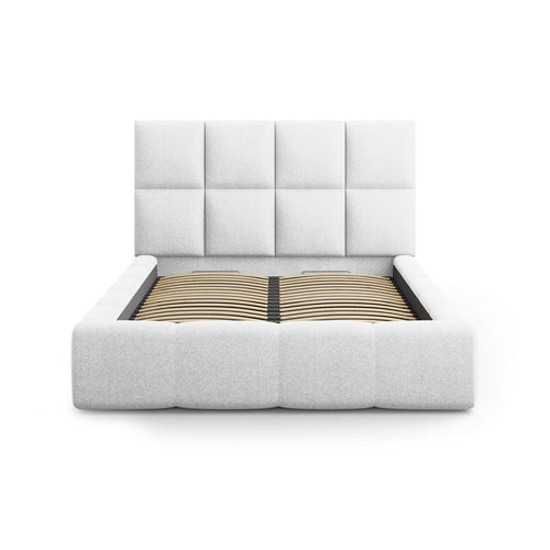 Cosmopolitan Design - Opbergbed met hoofdeinde Livigno 200x140cm structurele stof koel lichtgrijs - 230x165x125cm
