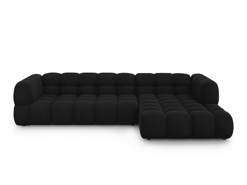 Cosmopolitan Design Modulaire hoekbank rechts Sky 4-zits, flueel, zwart - 162x300x70cm