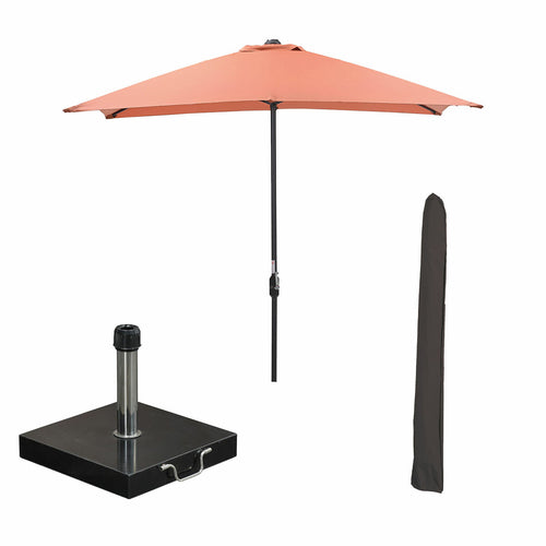 Garden Impressions stokparasol Lotus koper 250x250 cm met 40kg Cosmo voet en hoes