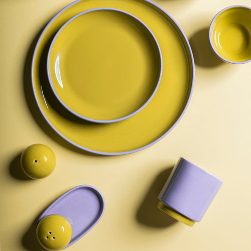 Ona - Plat bord 26xH2,5cm groen/paars Duo - Set van 4 - vtwonen shop