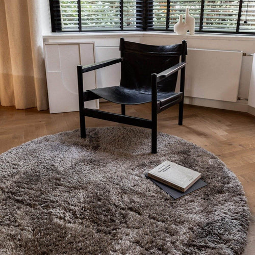 Interieur05 Rond Hoogpolig vloerkleed Fender grijs/lichtgrijs - 240 x 240 cm