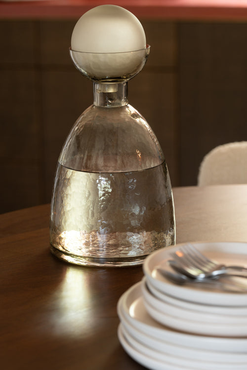 J-Line vaas Fles + Dop Yara - glas - grijs - small - Ø 20 cm - vtwonen shop