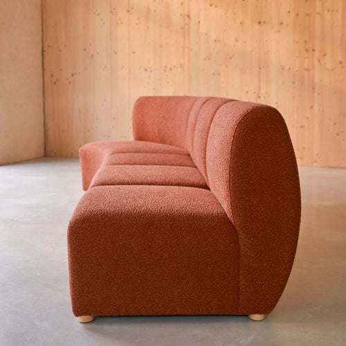 Tikamoon Modulaire 4-zitshoekbank van massief acacia en terracotta stof - Terracotta