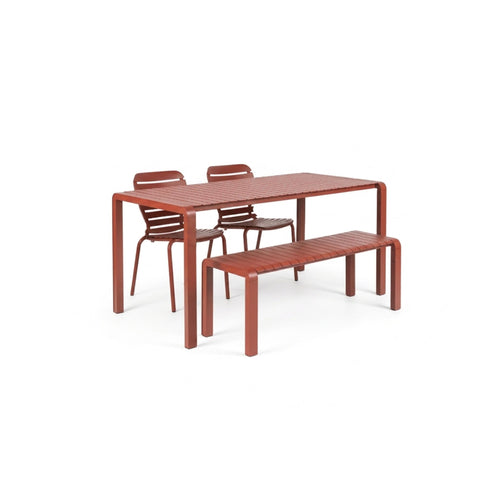 Zuiver Vondel Tuinset 4 personen - tuintafel + 2 stoelen + tuinbankje Rood