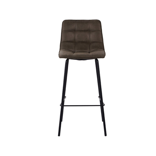 LABEL51 Barkruk Bistro - Bruin Stof - Zithoogte 78cm - Set van 2