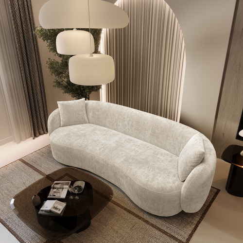 Sia Home - Sofa CELINE - fluweel met reliëf crème 210cm