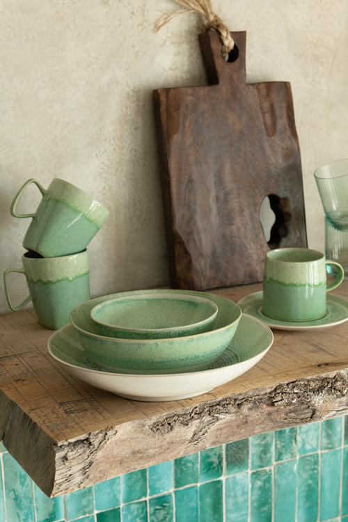 J-Line kom Lara - porselein - groen - small - 6 stuks