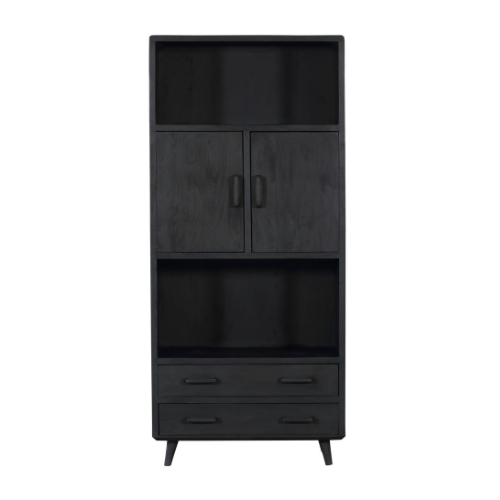 StarFurn Boekenkast Omaha - Zwart Mangohout - 90x45x200cm