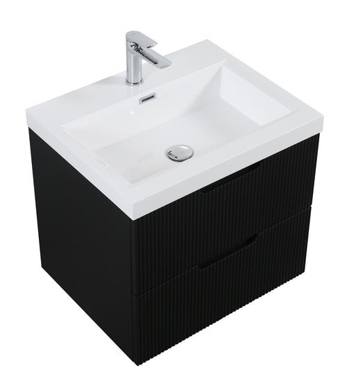 Badplaats Badkamermeubel Set Thermis 60 cm – Mat Zwart – Badmeubel met Wastafel