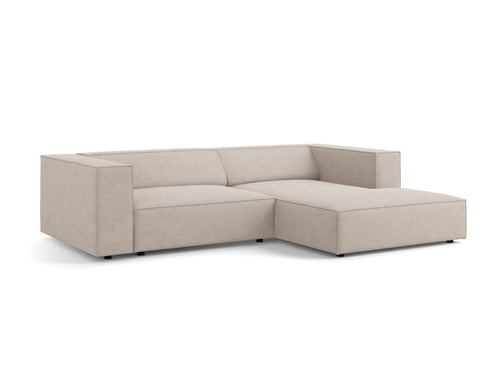 Cosmopolitan Design rechter hoekbank Arendal 3-zits, chenille met ribbeleffect, donkerbeige - 166x224x70cm